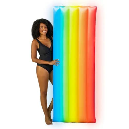 PoolCandy Illuminated 74 in Rainbow Light Up Deluxe Pool Raft